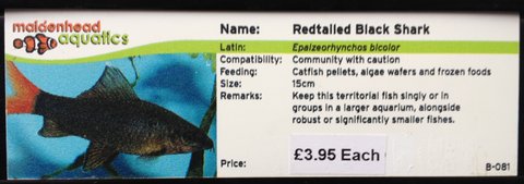 Maidenhead aquatics labelling system